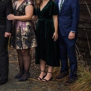 Vince Camuto Deep Green Velvet Low High Dress